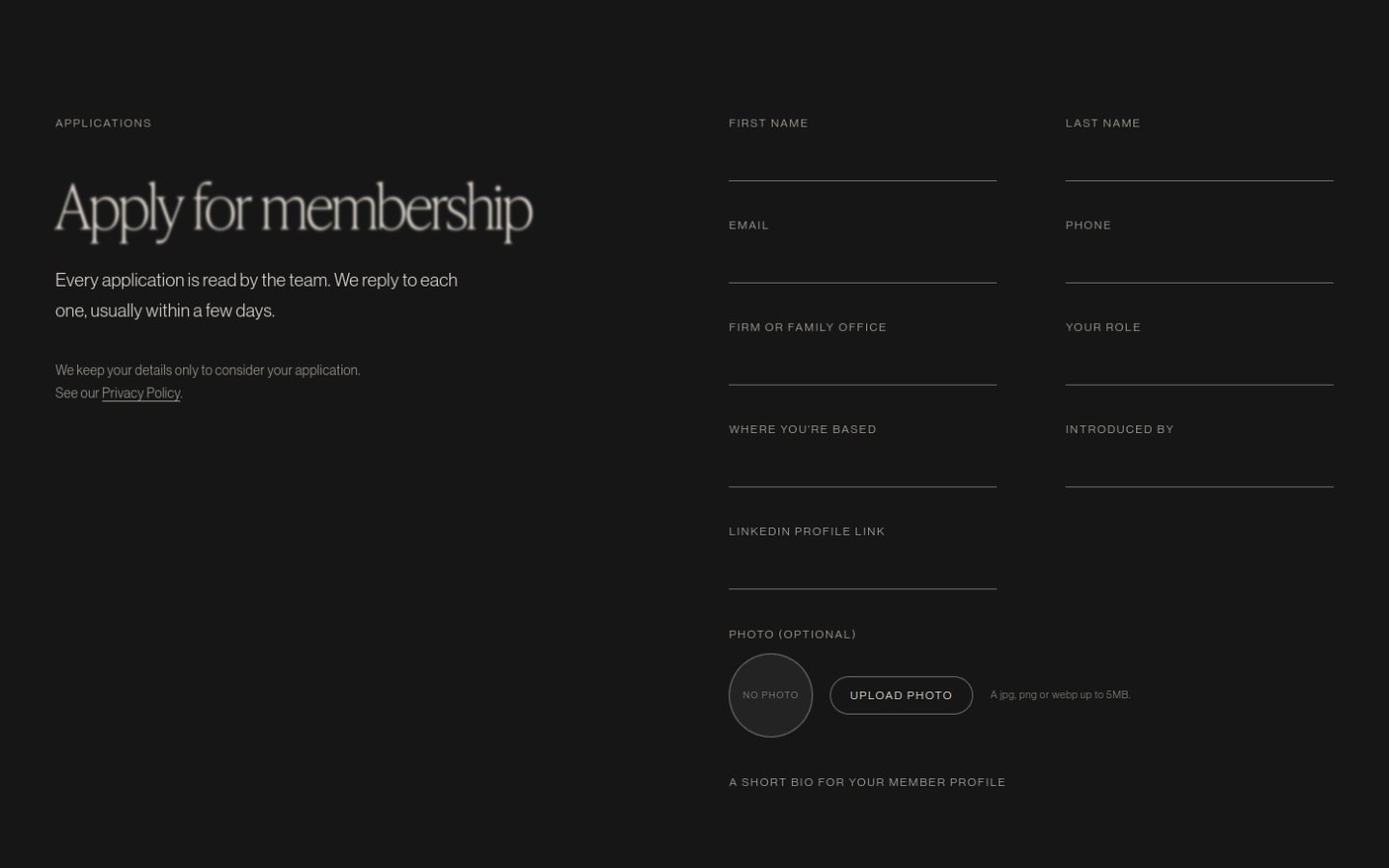 Aretē membership application