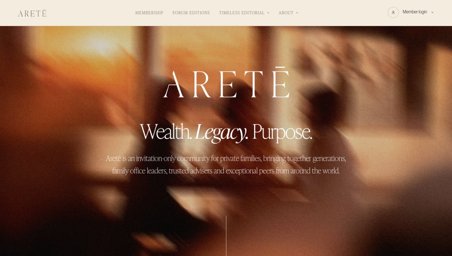 Aretē homepage hero