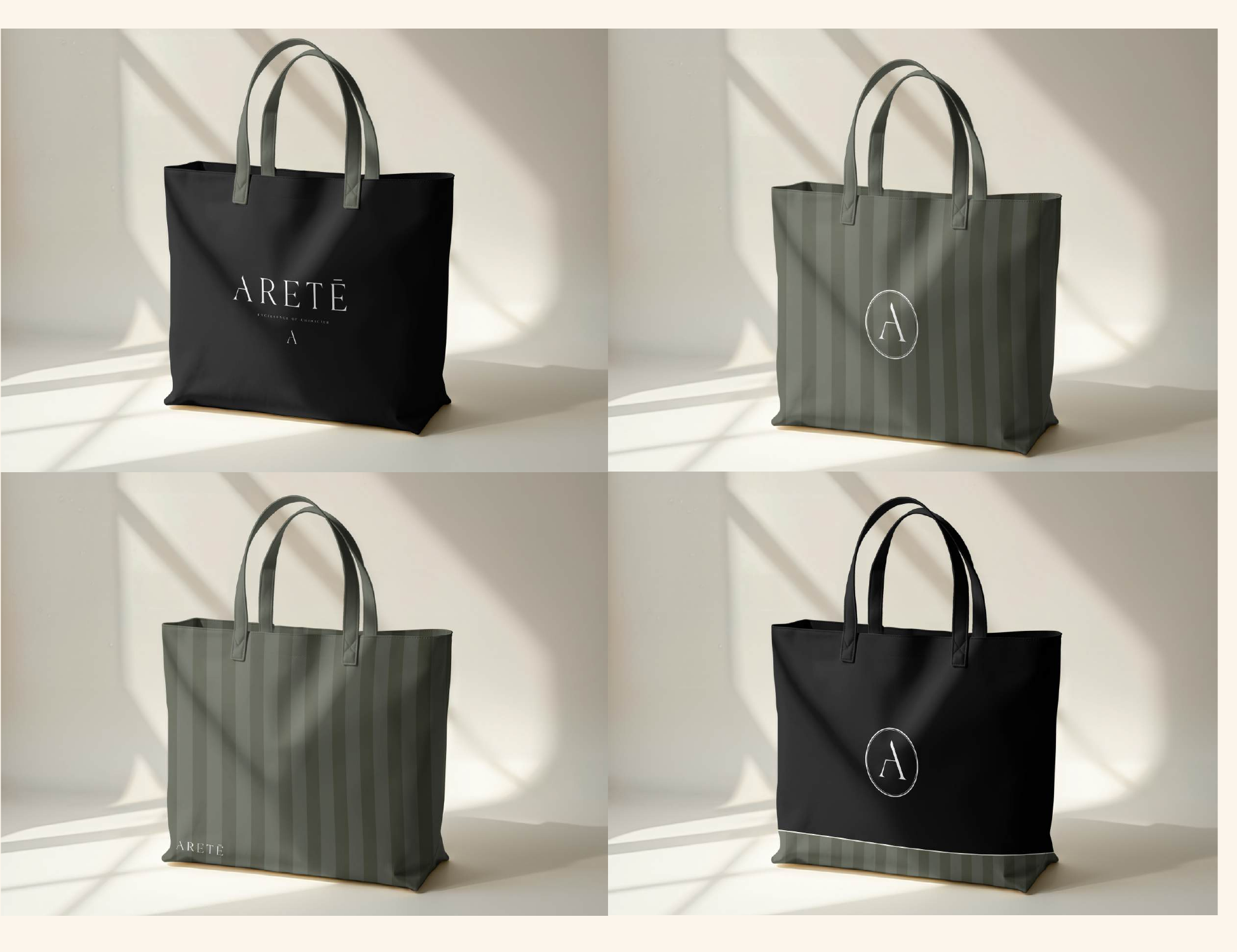 Aretē tote bags