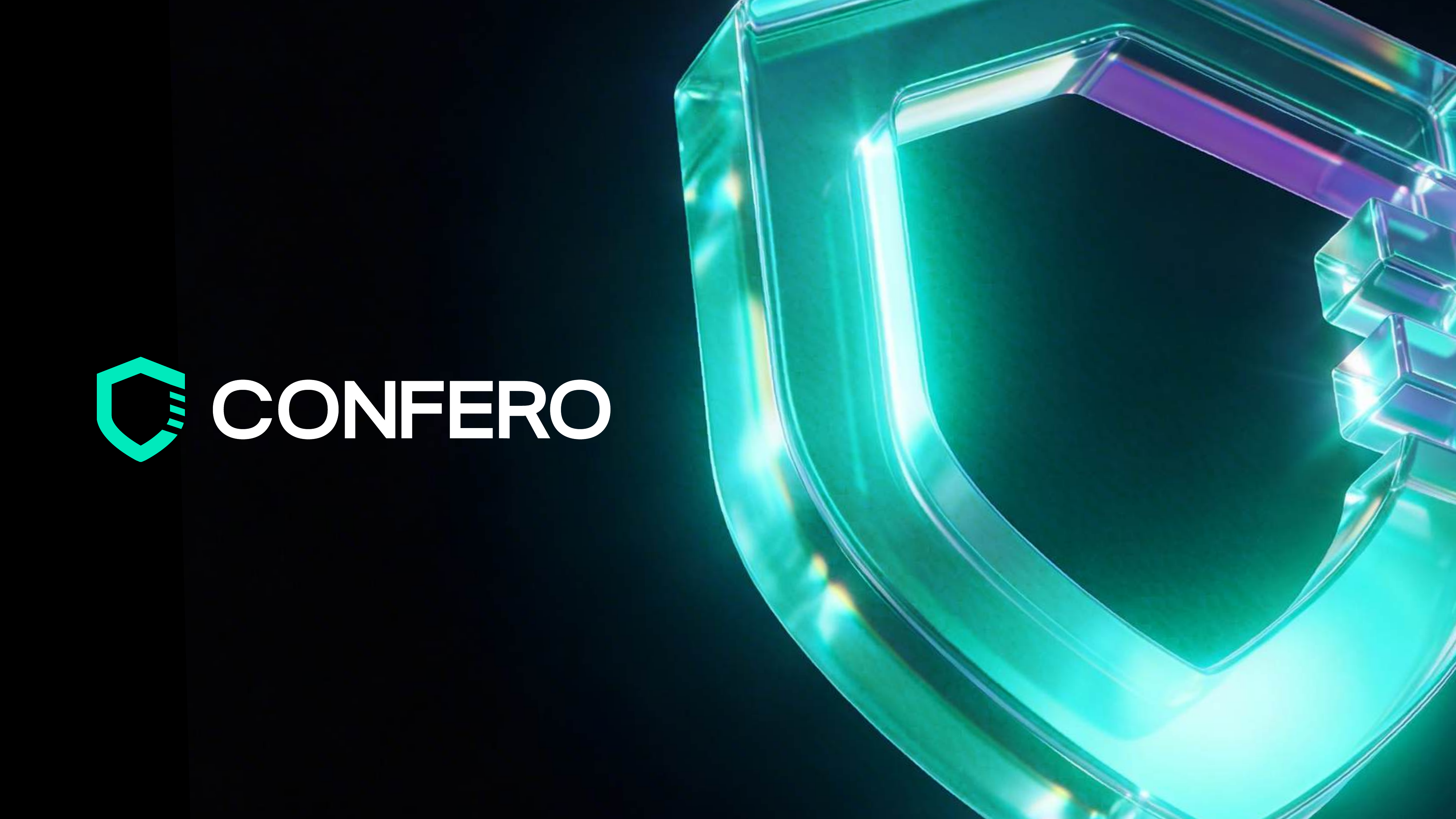 Confero logo with 3D shield